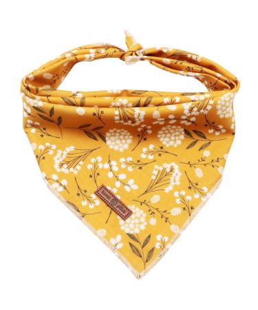 lionet paws Dog Bandana for Small Medium Large Dogs, Cat Dog Kerchief Dog Triangle Bibs Scarf for Girl Boy Gift Large Y&W Flower