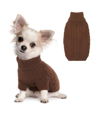 Hjumarayan dog sweater - warm dog sweater simple & elegant dog sweater Small dogs with legs beautiful dog sweater with dishes opening dog sweaters sweaters for chihuahua (coffee xs) XS (breast 30cm) coffee