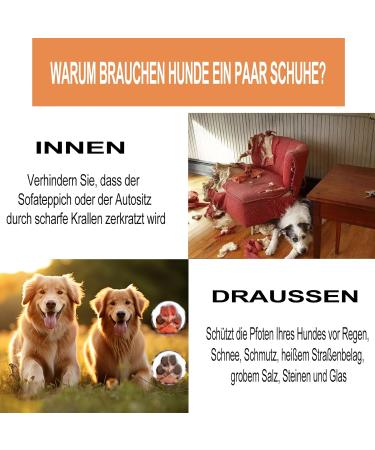 Waterproof Dog Shoes for Medium Dogs | 4-Piece Non-Slip Paw Protection with Adjustable Reflective Velcro - Red & Black - Buy Online on GoSupps.com
