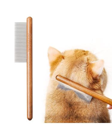 Longbeste cat dog bums remove nodes and matters skin-friendly pet combat steel tooth comb with wooden handle for cats comb with wide teeth
