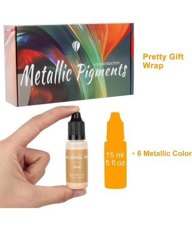 Metallic Alcohol Ink Set - 6 Concentrated Shimmer Colors for Resin Art & Crafts - 15ml Each - Buy Online on GoSupps.com
