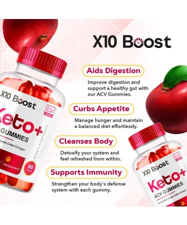 Buy X10 Boost Keto ACV Gummies - 120 Count (2 Pack) for 60 Days - Advanced Weight Loss & Energy Support - Buy Online on GoSupps.com