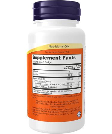 Buy Now Foods Black Currant Oil 500mg - 100 Softgels | Premium Health Supplement - Buy Online on GoSupps.com
