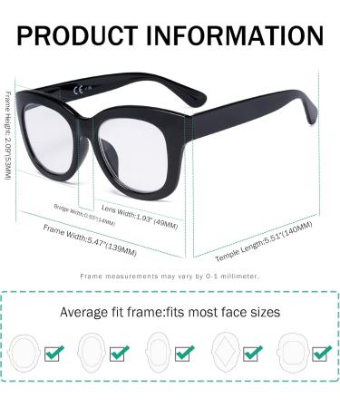 Eyekepper Oversized Reading Glasses - Retro +0.50 Black Reader Glasses for Women | International Shipping Available - Buy Online on GoSupps.com
