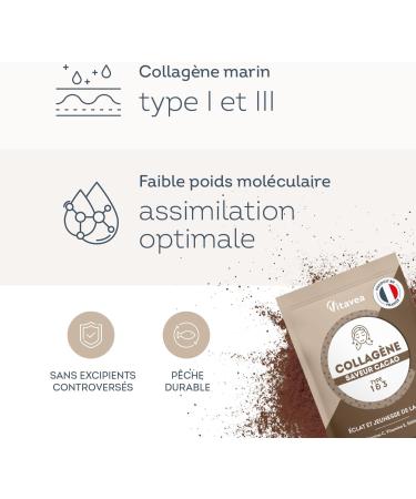 Marine Collagen Powder Cocoa Flavor - 5000mg per day - Hydrolyzed Peptides Types 1&3 - 2000 Da - Radiance & Youth of the Skin - Highly Bioavailable - Made in France - Vitavea - Buy Online on GoSupps.com