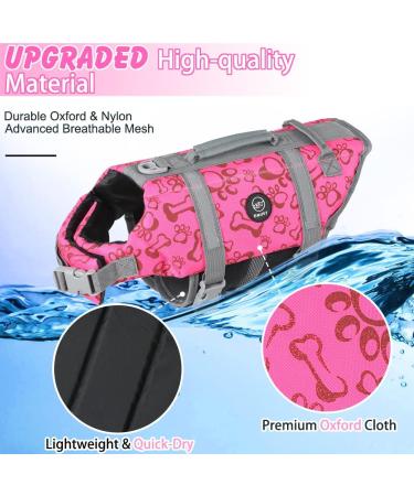 Emust Reflective Dog Vest - Adjustable Improved Buoyancy & Rescue Handle for Swimming - 2XL Pink - Buy Online on GoSupps.com