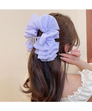 LONGLUAN Bow Bubble Clips Chiffon Silk Bubble Bow Hair Claw Jaw Clip Layered Bubble Mesh Tulle Fluffy Hair Clips Large Claw Clips for Thick Hair (2pcs-B) - Buy Online on GoSupps.com