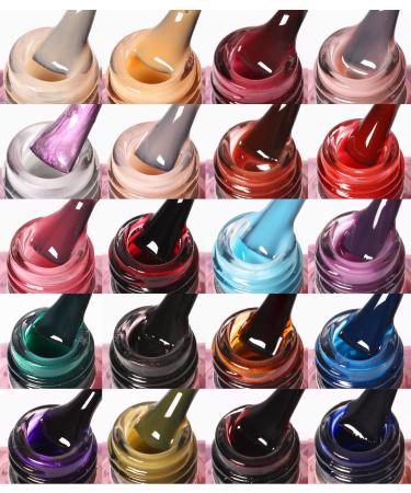 DouborQ 20 Bottles Translucent Crystal Jelly Gel Nail Polish Set - 7ml UV Soak Off LED Gel Manicure Kit in 20 Colors - Buy Online on GoSupps.com