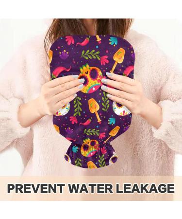 Hot Water Bottle with Sugar Skull Cover | 2L Pain Relief & Hand Warming Premium Heating Bags - Buy Online on GoSupps.com