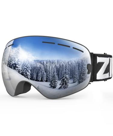 ZIONOR X Ski Goggles - OTG Snowboard Goggles Detachable Lens for Men Women Adult A0-vlt 9 Blackframe Silverlens
