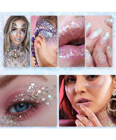  HADAVAKA Body Glitter Gel Glitter Liquid Gel Glitter Festival Glitter Sparkling Face Lip Nail Decoration Christmas Party Makeup Decoration (White) - Buy Online on GoSupps.com
