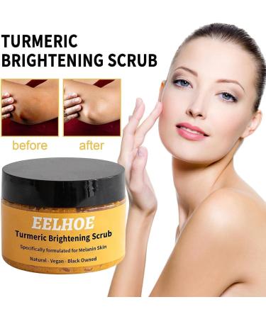 Turmeric Brightening Scrub - Natural Exfoliating Sea Salt Body Scrub for Dark Inner Thighs Bikini Area & Underarms - Smooth Melanin Skin - Buy Online on GoSupps.com