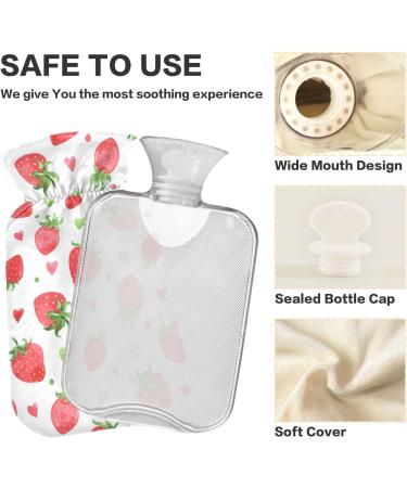 NAANLE Strawberry Watercolor Hot Water Bottle with Cover - 1L | Relief for Back Pain Hand & Foot Warmers Neck Therapy - International Shipping - Buy Online on GoSupps.com