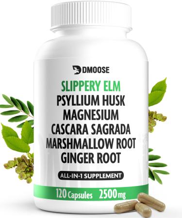 16 in 1 Slippery Elm Bark for Women & Men - Digestive Health & Leaky Gut Wellness Supplement - Probiotic Psyllium Husk Cascara Magnesium & Marshmallow Root Complex - DGL Licorice Extract Capsules Slippery Elm Bark 30 Ser