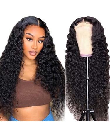 A ALIMICE Lace Front Wigs Human Hair 22 Inch Deep Wave 13x4 Lace Frontal Curly Wigs For Black Women Wet And Wavy HD Lace Front Wigs Human Hair Pre Plucked With Baby Hair Natural Hairline 180% Density (22 Inch) 22/Inch Je...