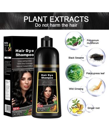 Natural Black Hair Coloring Shampoo 3-IN-1 Hair Coloring Shampoo Nourishing and Dyeing Brown Hair for Men and Women in 10-15 Mins(Natural Black) - Buy Online on GoSupps.com