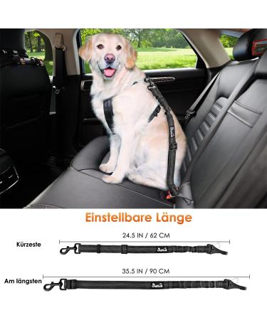 Eyin 3-in-1 Dog Seat Belt | Reflective Elastic Nylon for All Breeds | Universal Fit for Car Seats | Adjustable 90cm (62-90cm) - Black - Buy Online on GoSupps.com