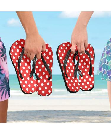 Mnsruu Red Dot Flip Flops | Stylish Home Hotel Spa & Travel Footwear for Men & Women - Multicolor Medium Size - Buy Online on GoSupps.com