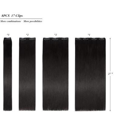 Clip-in Real Hair Extensions 70cm - 8 Parts Dark Brown - Smooth & Naturally Long - Buy Online on GoSupps.com