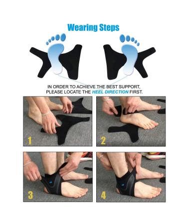 Adjustable Ankle Support Brace - Compression Wrap for Sprains Arthritis & Injury Recovery | Pain Relief Foot Sleeve - XL Black - Buy Online on GoSupps.com