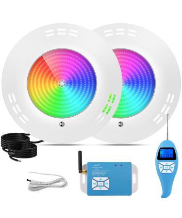 Lylmle resin filled pool lighting LED 35W ultra-lach pool headlight RGB external synchronization with remote control 140 jet angle IP68 waterproof surface-mounted assembly 12V AC (2-pack) 2 lamp 35W - Buy Online on GoSupps.com