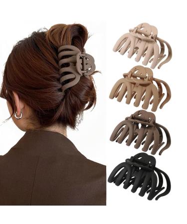 4 pieces large hair clip octopus clamp spots hair claw 9.5cm non -slip hair clips women fat hair hair styling accessories for women girls neutral colors - Buy Online on GoSupps.com