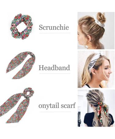 Shop 6-Piece Vintage Chiffon Hair Scarf & Elastic Hair Ties - 2 in 1 Ponytail Holders for Women & Girls | International Shipping Available - Buy Online on GoSupps.com