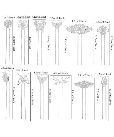 inSowni 12 Pack Silver Chinese Vintage Hair Sticks Pins - Retro Hair Accessories for Women Girls - Buy Online on GoSupps.com