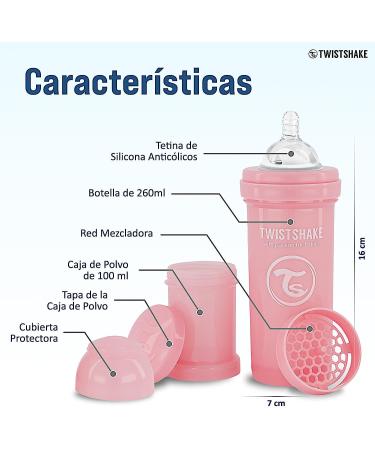 Twistshake Newborn Anti-Colic Baby Bottle Set with Milk Powder Container and Blender - 9 Pieces | 4 x Bottles - 2 x Nipples - - Buy Online on GoSupps.com