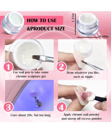 U-Shine Chrome Nail Powder Gel Set - Professional Mirror Effect Sculpture Metallic 3D Nail Art Design - 2 Pack 10ml DIY Nail Glue Gel - Buy Online on GoSupps.com
