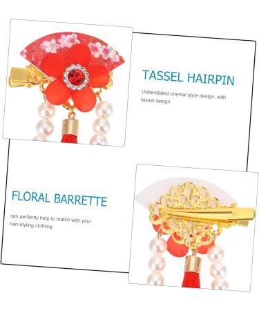 minkissy 1 Pair Hair Accessories Children Tassel Hair Clip Han-style Hair Clip Wedding Hair Clips New Year Floral Hair Clips Hair Pin Hair Styling Grip Issue Card Zinc Alloy Pearl - Buy Online on GoSupps.com