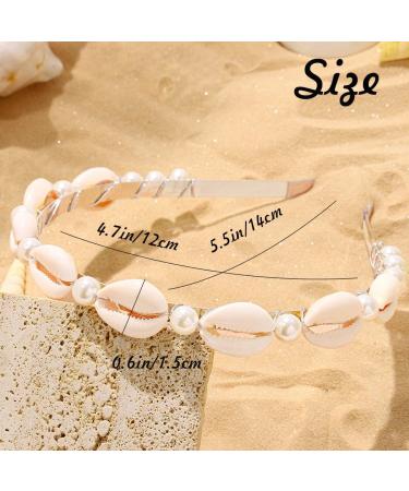 Flayem Pearls Shell Headband Silver Narrow Mental Hair Band Beach Wedding Holiday Bridal Hair Hoop for Women and Girls (White Pearls) - Buy Online on GoSupps.com