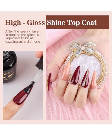 Aubss Gel Nail Polish Base & No Wipe Top Coat Set - 2x15ml Glossy Shine Finish for UV LED Manicure - Perfect for Salon & DIY Home Use - Buy Online on GoSupps.com