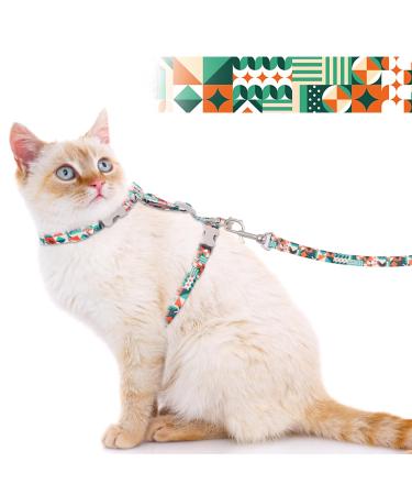 Supet cat dishes with a leash outbreak-proof adjustable cat dishes for large and small cats slightly kitten dishes kitten cat leash and dishes set for walking (green m) m (chest size: 28-48cm) green)