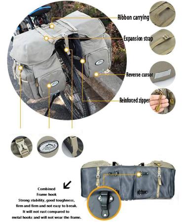 Fanwu 50L Waterproof Bike Panniers with Rain Cover - Green | Bicycle Rear Rack Carrier Bag for Commuting | Fits Width Less Than 7 inches - Buy Online on GoSupps.com