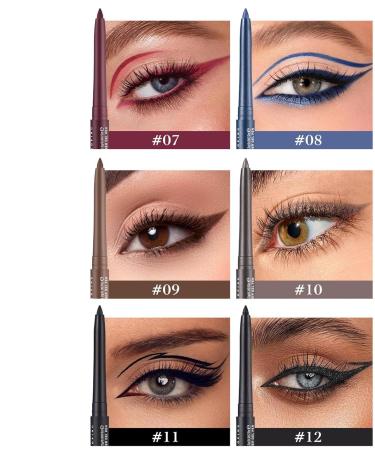 Gel Liner Pencils Eye Liner Set | 12 Colors Waterproof Natural Eye Liners Long-Lasting Gel Pens Smudge-Proof Cosmetics for Girls - Buy Online on GoSupps.com