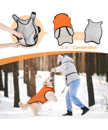Slowton Winter Dog Jacket - Soft Flannel Waterproof & Windproof Coat with Adjustable Fit & Reflective Stripes for Extra Warmth | Orange - Buy Online on GoSupps.com