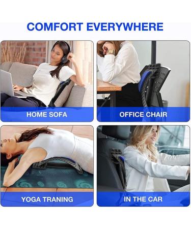 Anyingkai Adjustable Back Stretcher - Back Extension & Massage Support for Lumbar Pain Relief - 3 Steps - Black/Blue - Buy Online on GoSupps.com