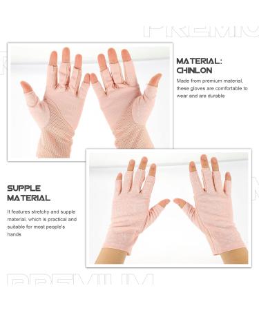 FRCOLOR 1 Pair Sun Protection Half Finger Gloves UV Hand Protection Nail Art Gloves for Women Nail Art Sun Gloves Nail Lamp Gloves Miss Accessories Pink Nylon Anti-UV - Buy Online on GoSupps.com