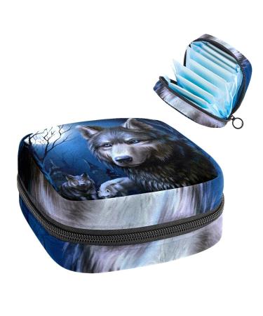 Sanitary Napkin Storage Bags Nursing Pad Holder Wolves Portable Period Kit Bag Feminine Product Pouch for Women Girls Color3