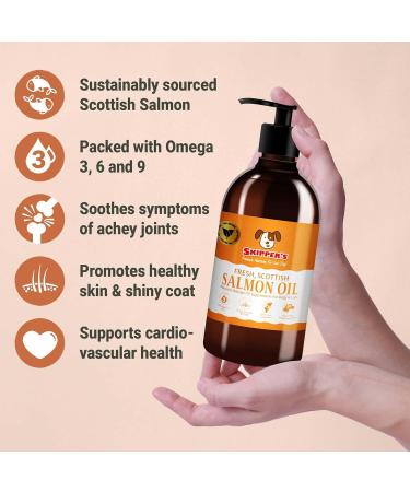 SKIPPER'S Fresh Scottish Salmon Oil for Pets - 100% Pure Omega 3, 6 & 9 Fish Oil Supplement | Promotes Healthy Skin, Coat & Joints - 250 ml - Buy Online on GoSupps.com