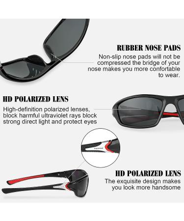 Cindeer Men's Polarized Wrap Around Sports Sunglasses - Red/Gray/Black (6 Pairs) | UV Protection for Hiking - Buy Online on GoSupps.com