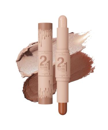 New 2 Colors Professional Makeup Wonder Stick Cream Contour Stick Face Shaping & Contouring Stick Double-Ended Contour Stick for Face Modification And Brightening (04#)