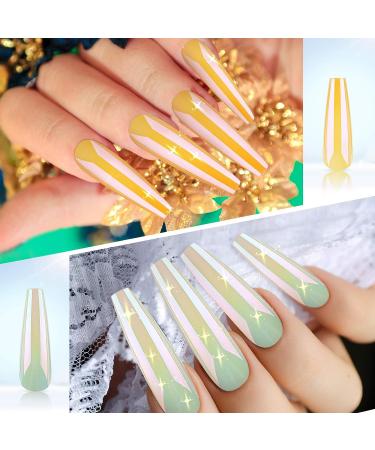 240 Extra Long Aurora Pattern Ballerina Coffin False Nails - Solid Color Full Cover Fake Nails for DIY Nail Salon - Buy Online on GoSupps.com