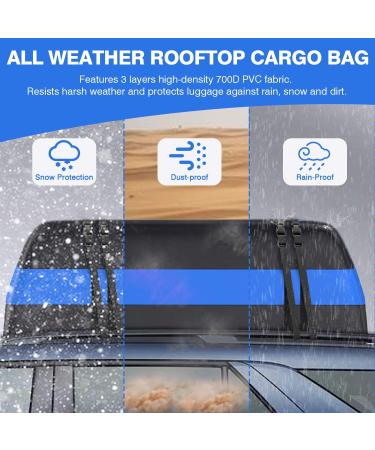 Vetoos 21 Cubic Feet Car Rooftop Cargo Carrier Bag | Waterproof Anti-Tear 700D PVC | For SUVs with or without Racks | Includes Storage Bag and Anti-Slip Mat - Blue - Buy Online on GoSupps.com