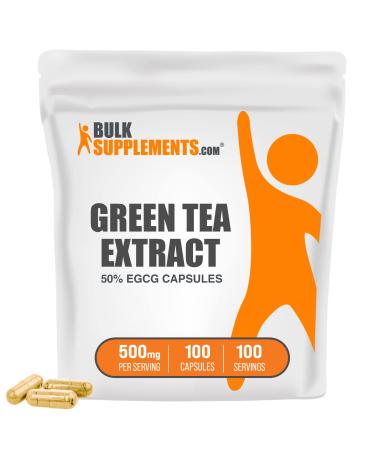 BULKSUPPLEMENTS.COM Green Tea Extract Capsules - with 50% EGCG - EGCG Supplements - Green Tea Supplement - 1 Green Tea Capsules per Serving - Green Tea EGCG - Green Tea Pills (100 Capsules) 100 Count (Pack of 1)