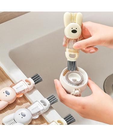 Multifunctional Brush Cup Lid Brush for Hard to Reach Areas Easy Storage Bottle Gap Cleaner White  - Buy Online on GoSupps.com