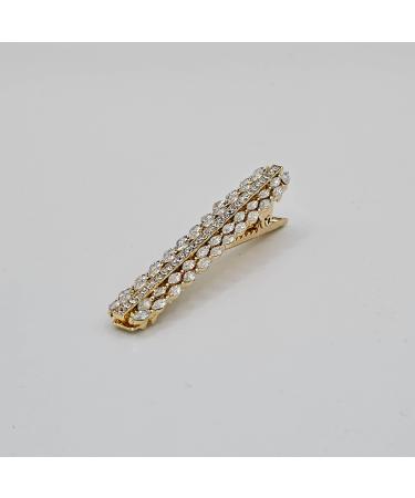 Small Rhinestone Golden Hair Clips Crystal Hair Clip Diamond Crocodile Clip Alligator Hair Pins Hair Accessories Fancy Barrettes for Women's Hair Sparkly Hair Clips