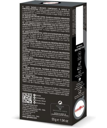  Gimoka Gimoka - Compatible For Nespresso - Aluminium Capsules - 100 Capsules - RISTRETTO Flavour - Intensity 11 - Made In Italy - Buy Online on GoSupps.com