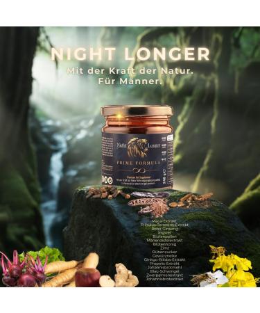  Night Longer Night Longer Prime Formula Maca Gel with immediate effect extra strength for active men ginseng and tribulus terrestris. 240ml jar - Buy Online on GoSupps.com